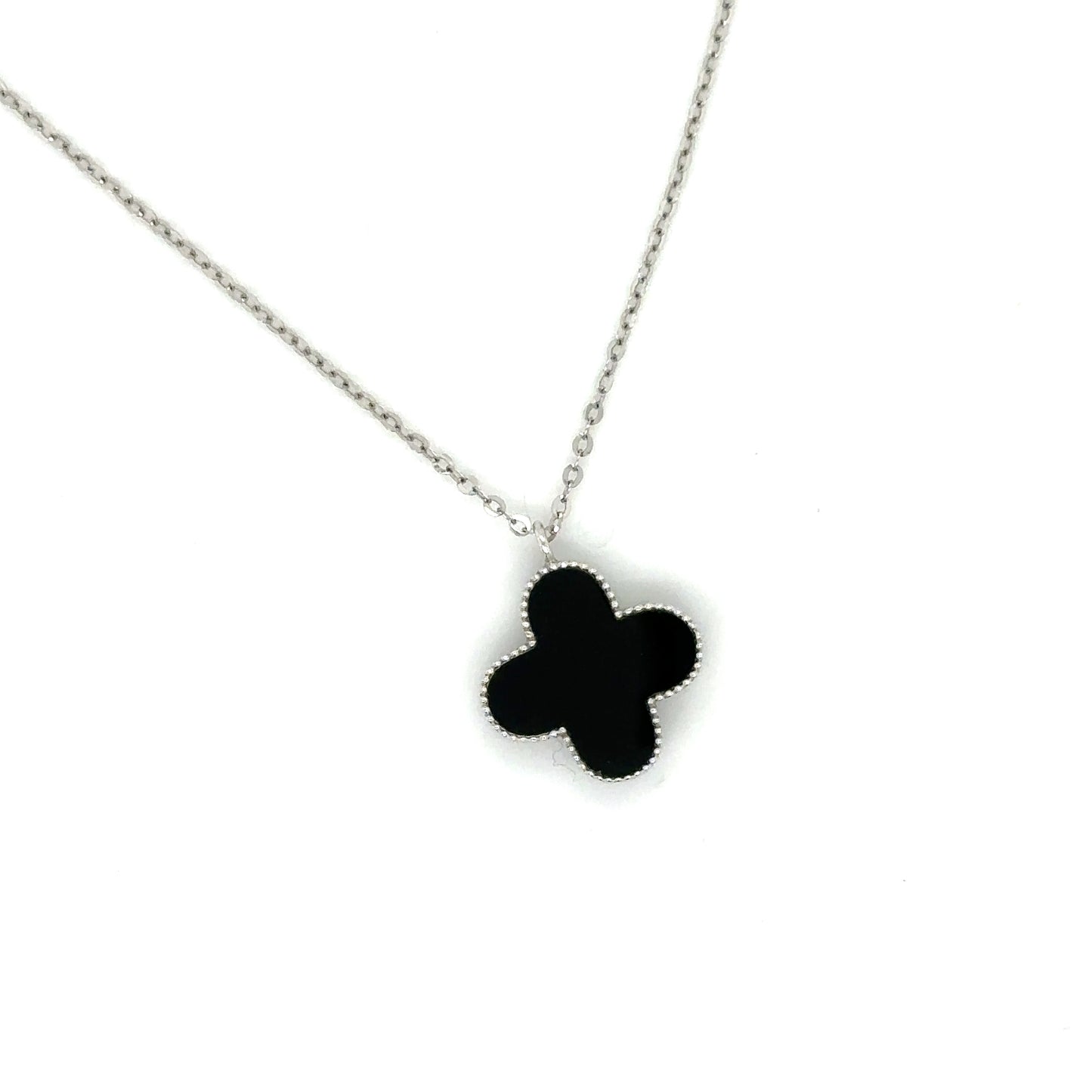 White Gold Onyx and Diamond Pendant