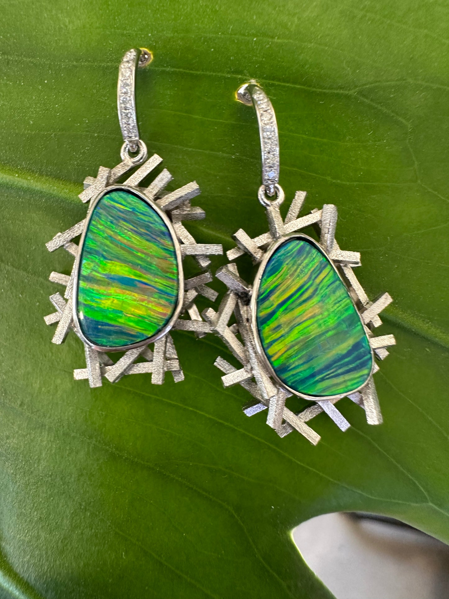Opal & Diamond Earrings