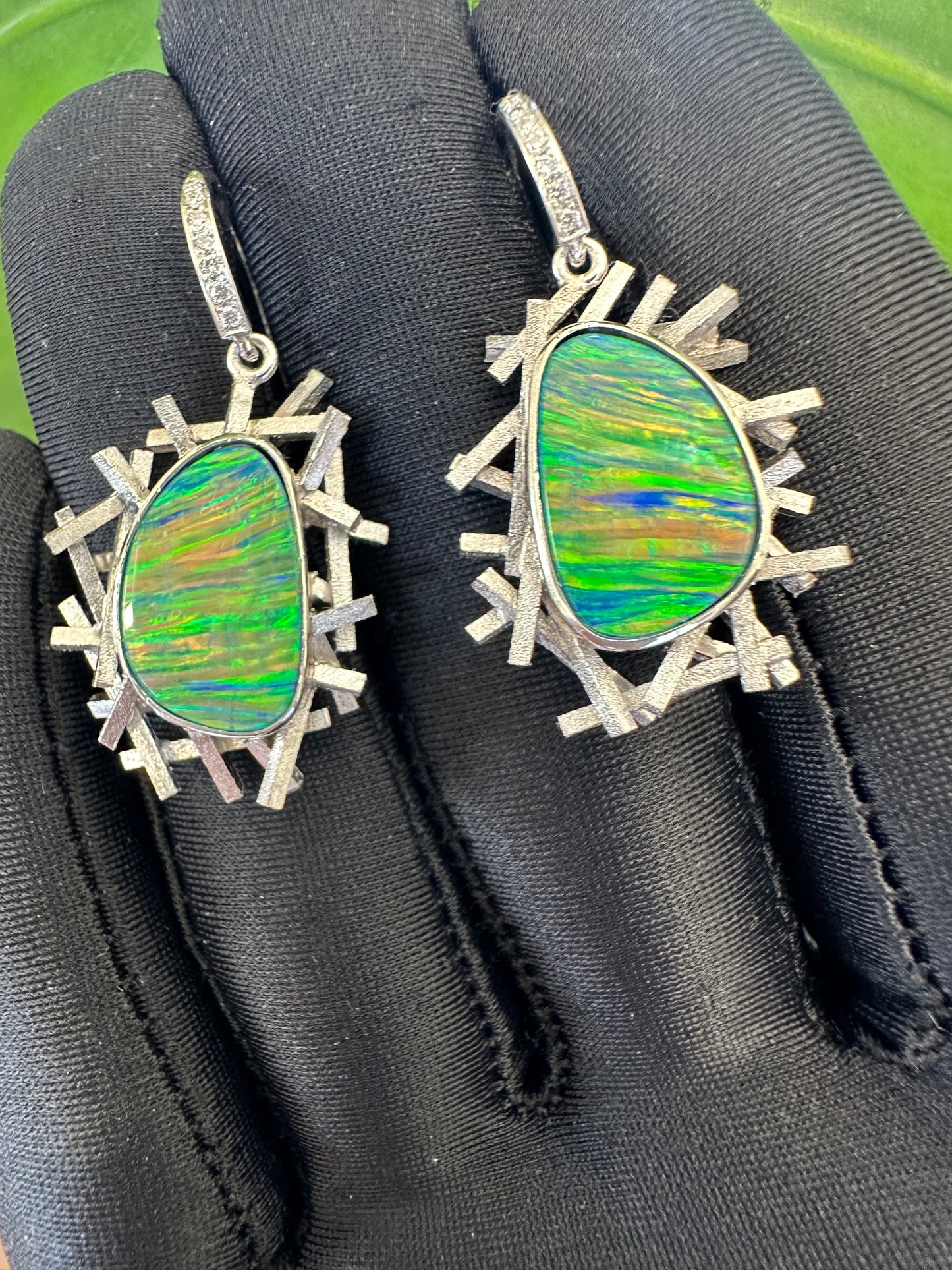 Opal & Diamond Earrings