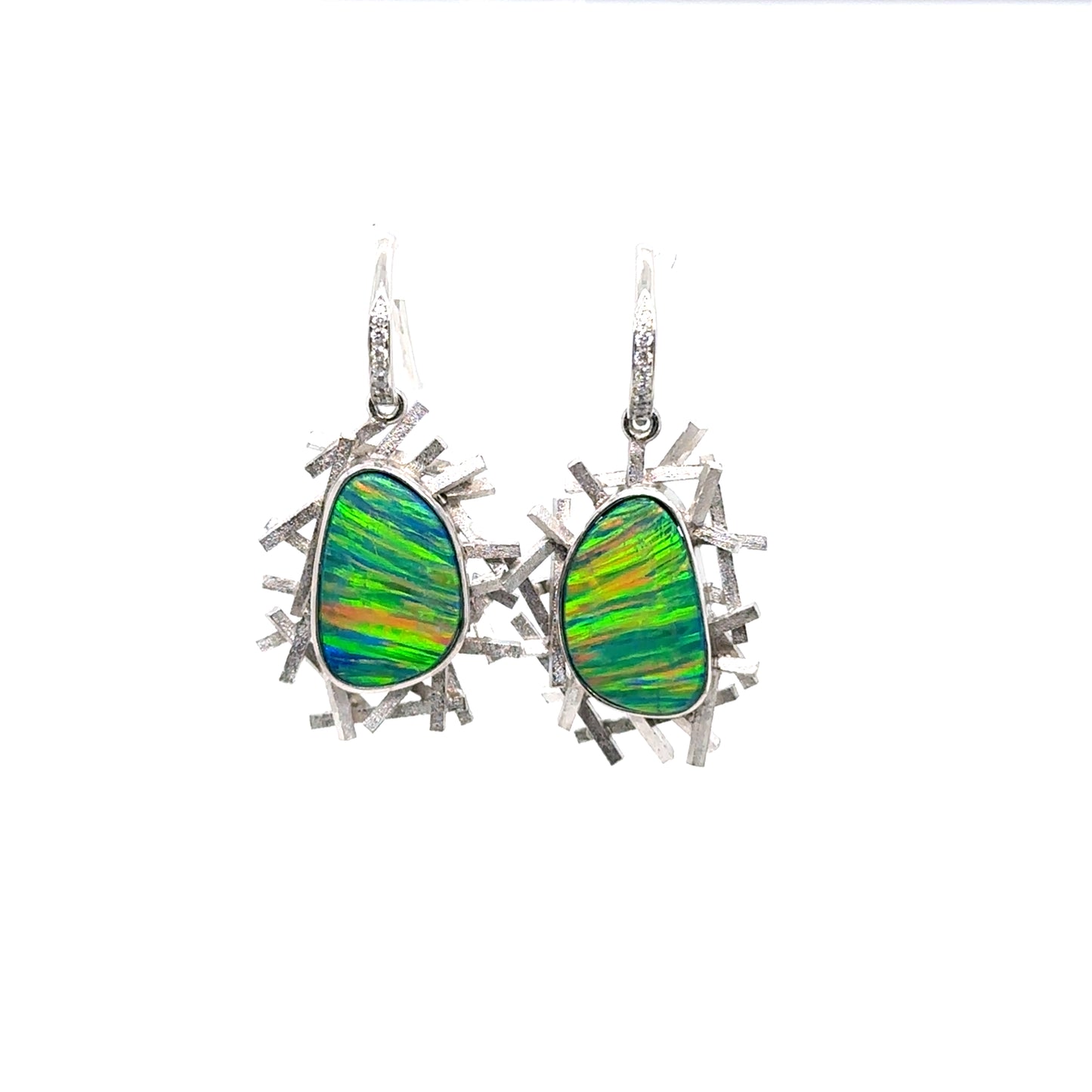 Opal & Diamond Earrings