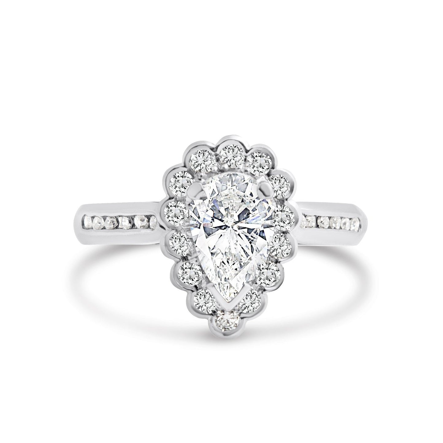18ct White Gold Pear Halo - Bretts Jewellers