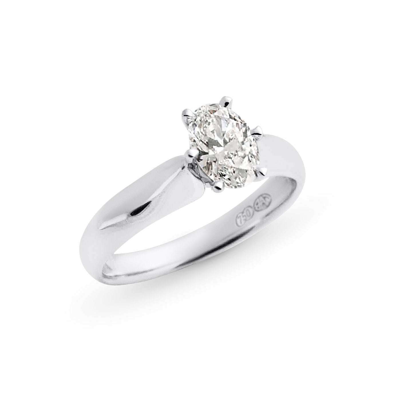18ct White Gold Oval diamond Solitare - Bretts Jewellers
