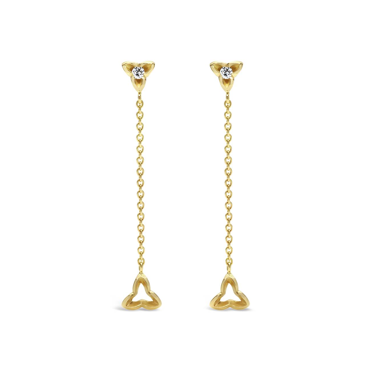 Wild Iris 18ct Yellow gold Chain Earrings #1 & #2 - Bretts Jewellers