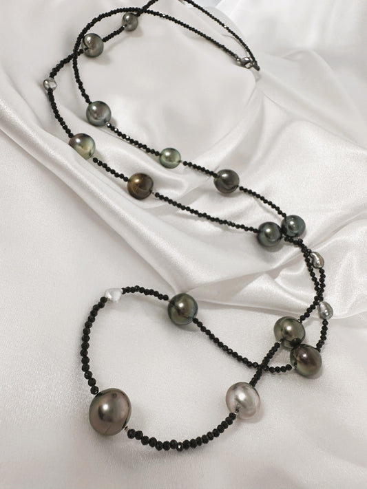 Pearl & Black Spinel Necklace