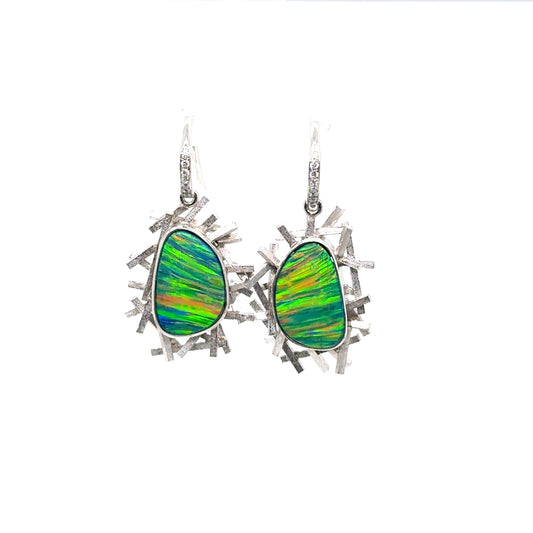 Opal & Diamond Earrings