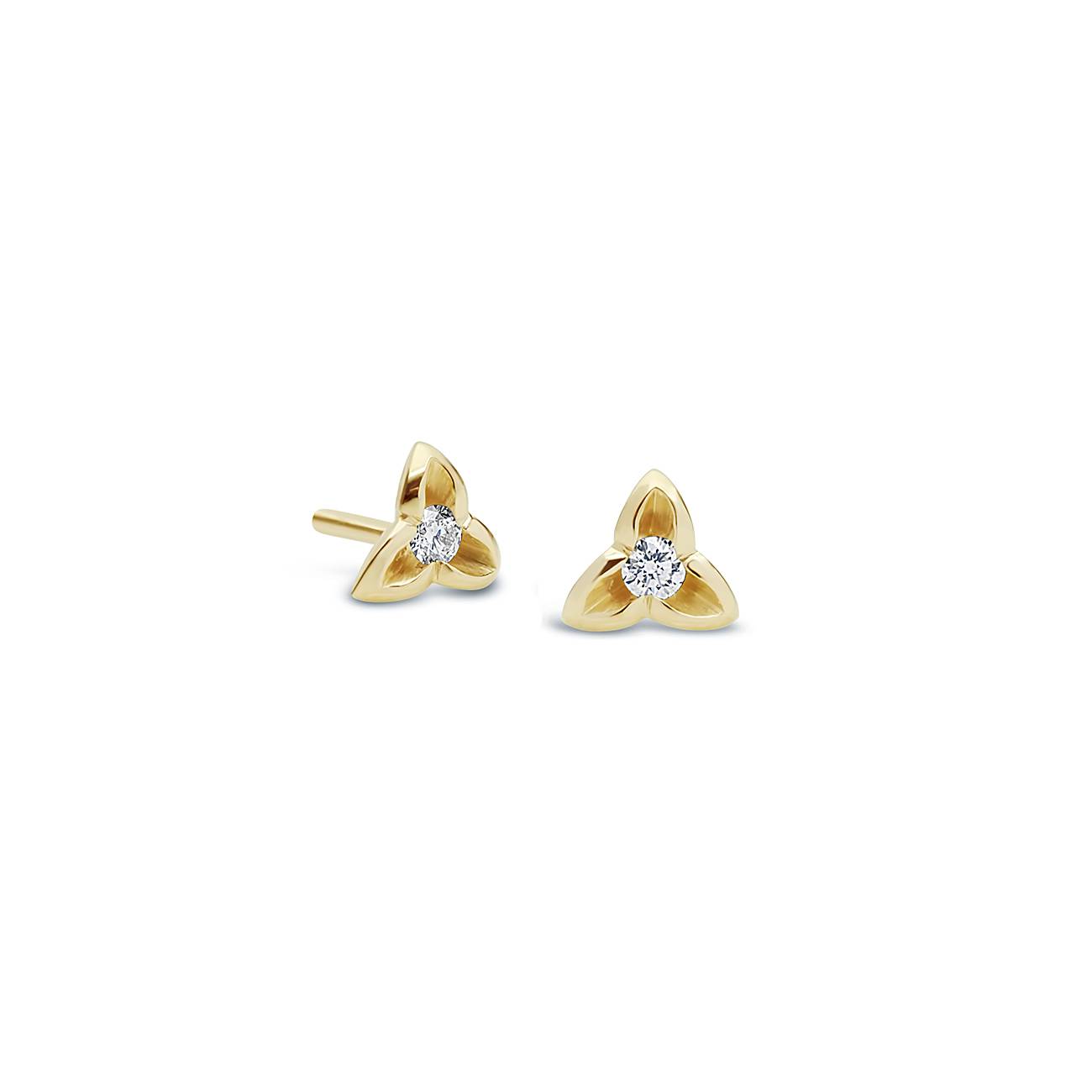Wild Iris 18ct Yellow Gold Stud Earrings #1 Diamond Set - Bretts Jewellers