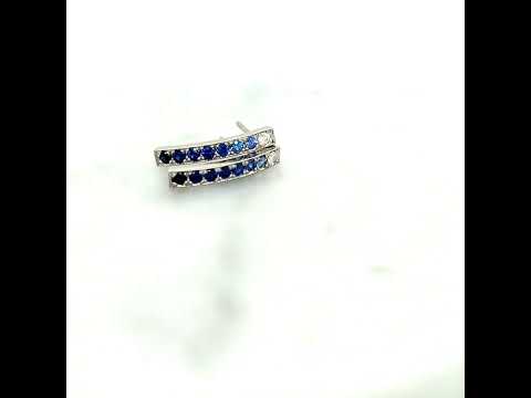 Sapphire & Diamond Curved Bar Studs
